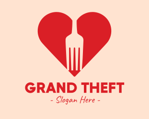 Heart - Fork Love Restaurant logo design
