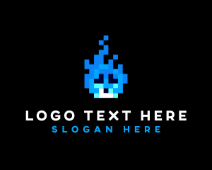 Video Gamer - Pixel Fire Ghost Gaming logo design