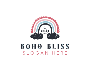 Rainy Cloud Boho Rainbow logo design