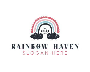 Rainy Cloud Boho Rainbow logo design