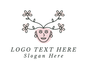 Flower Woman Face Salon Logo