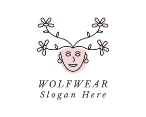 Flower Woman Face Salon Logo