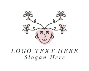 Hair Stylist - Flower Woman Face Salon logo design