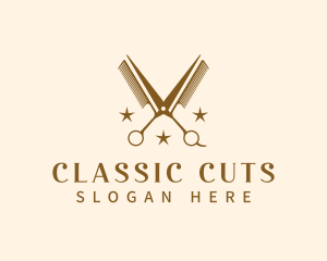 Scissors Comb Barber logo design