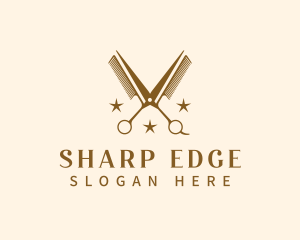 Scissors Comb Barber logo design