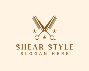 Scissors Comb Barber logo design