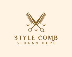 Comb - Scissors Comb Barber logo design