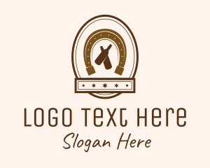 Alcohol - Horseshoe Bottle Badge logo design