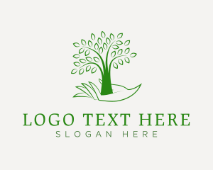 Green - Tree Planting Nature Hand logo design