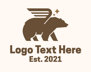 Wildlife Sanctuary - Winged Grizzly Bear logo design