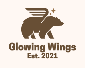 Winged Grizzly Bear logo design