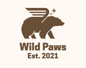 Winged Grizzly Bear logo design