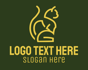 Sitting - Gold Sitting Cat logo design