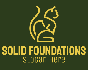 Veterinary Clinic - Gold Sitting Cat logo design