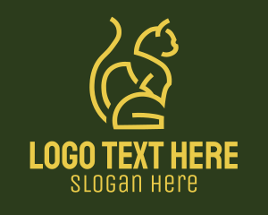 Gold Sitting Cat Logo