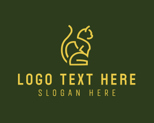 Veterinarian - Gold Sitting Cat logo design