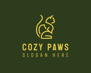 Gold Sitting Cat logo design