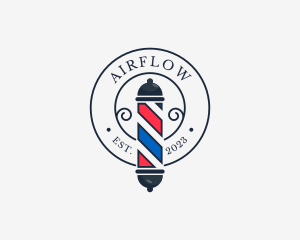 Retro Barber Pole logo design