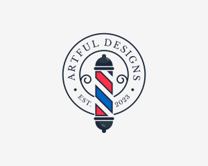 Retro Barber Pole logo design