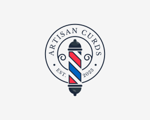 Retro Barber Pole logo design