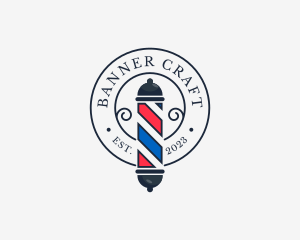 Retro Barber Pole logo design