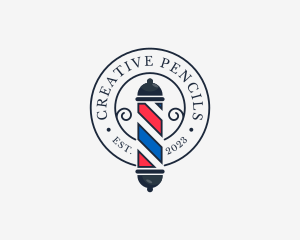 Retro Barber Pole logo design