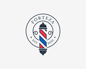 Retro Barber Pole logo design