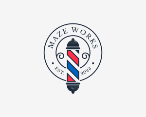 Retro Barber Pole logo design