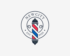 Retro Barber Pole logo design