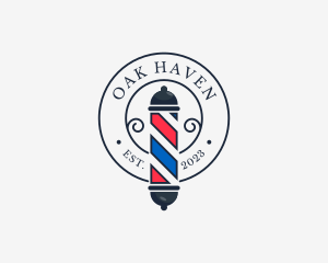 Retro Barber Pole logo design