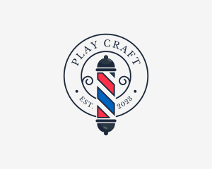 Retro Barber Pole logo design