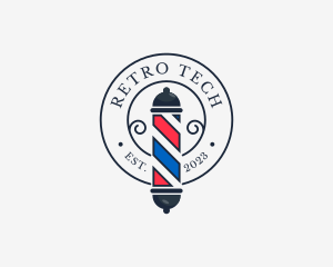Retro Barber Pole logo design