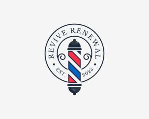 Retro Barber Pole logo design