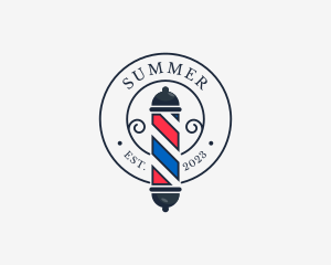 Retro Barber Pole logo design