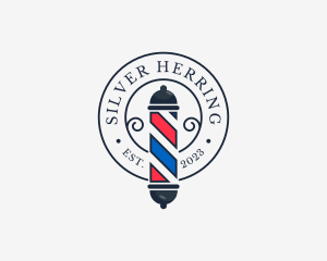 Retro Barber Pole logo design