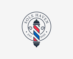 Retro Barber Pole logo design