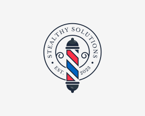 Retro Barber Pole logo design