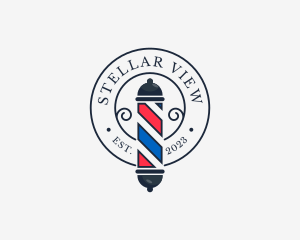 Retro Barber Pole logo design