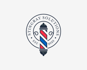 Retro Barber Pole logo design