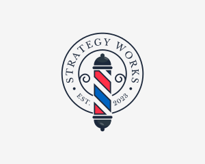 Retro Barber Pole logo design