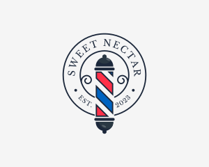 Retro Barber Pole logo design