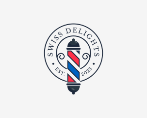 Retro Barber Pole logo design