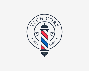 Retro Barber Pole logo design