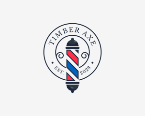 Retro Barber Pole logo design