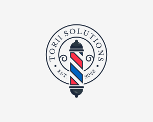 Retro Barber Pole logo design