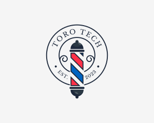 Retro Barber Pole logo design