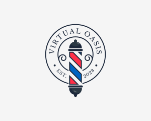 Retro Barber Pole logo design