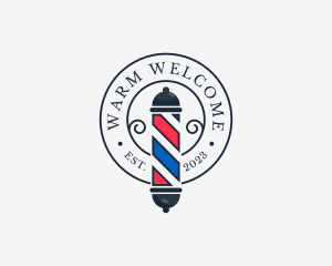 Retro Barber Pole logo design