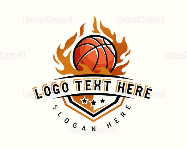 Basketball Hoop Fire Logo