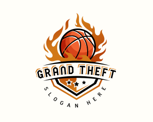 Basketball Hoop Fire Logo